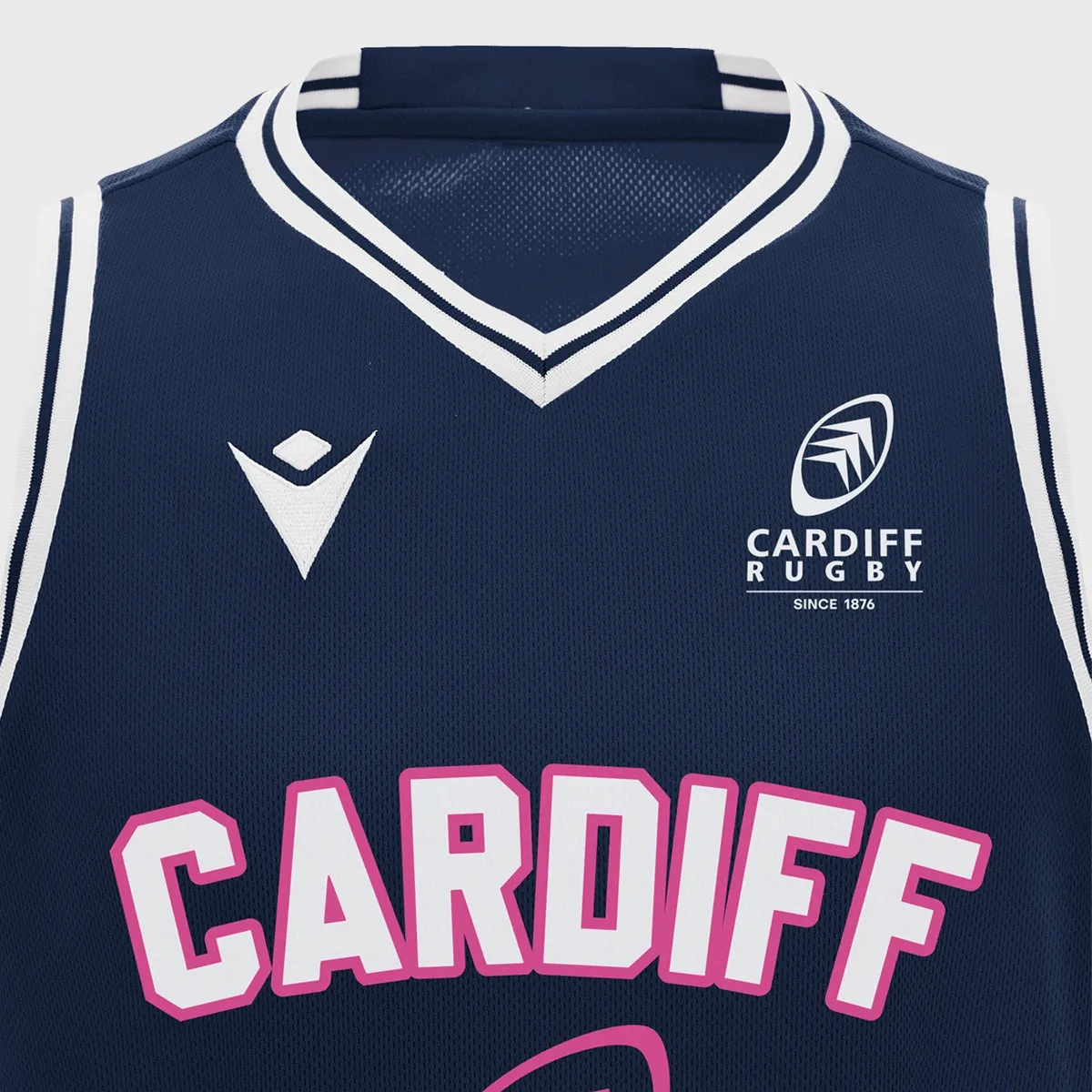 Macron Cardiff Rugby Training Basketball Singlet Navy