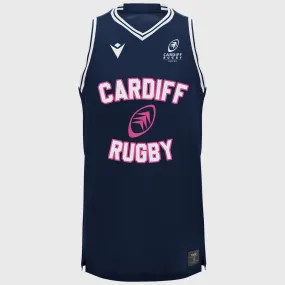 Macron Cardiff Rugby Training Basketball Singlet Navy