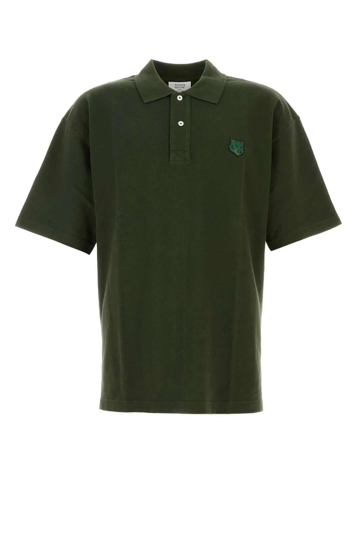 Maison Kitsune Olive Green Piquet Polo Shirt