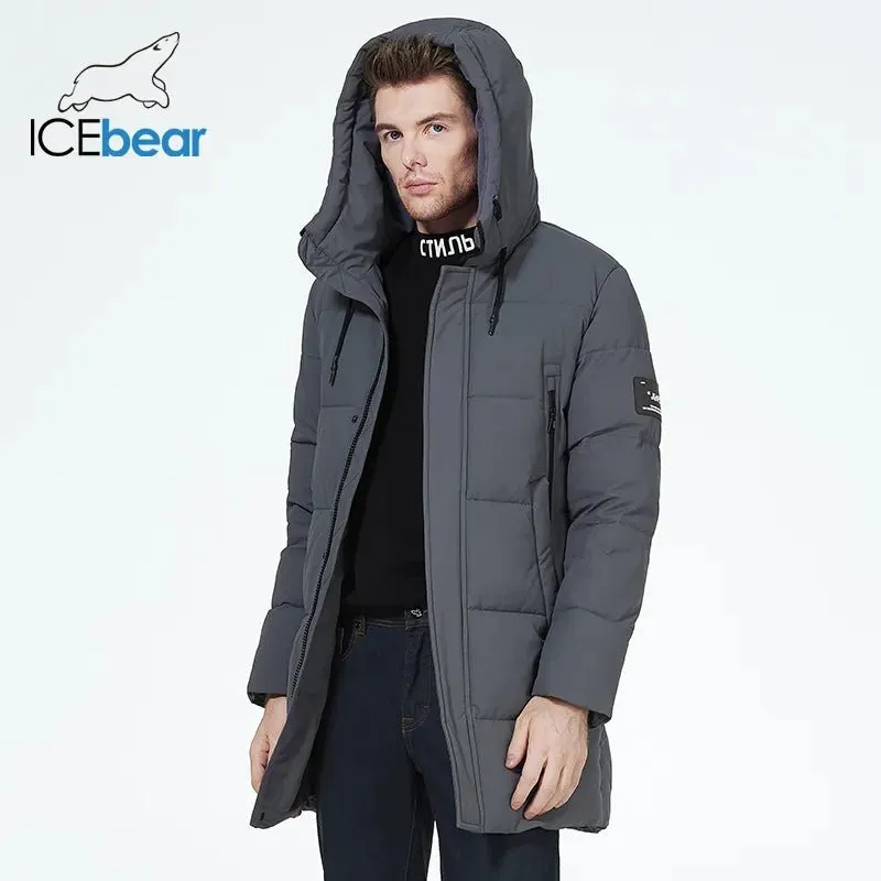 Manteau hiver mi-long à capuche pour homme ICEbear - MWD3061D