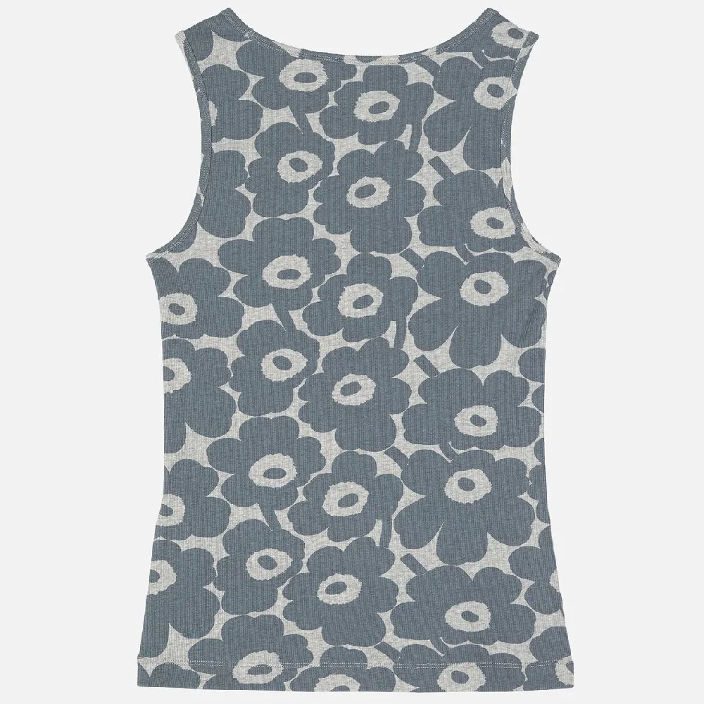 marimekko  |Crew Neck Flower Patterns Rib Plain Cotton Medium