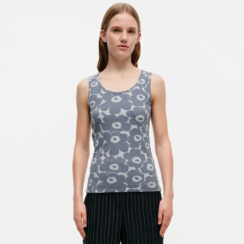 marimekko  |Crew Neck Flower Patterns Rib Plain Cotton Medium