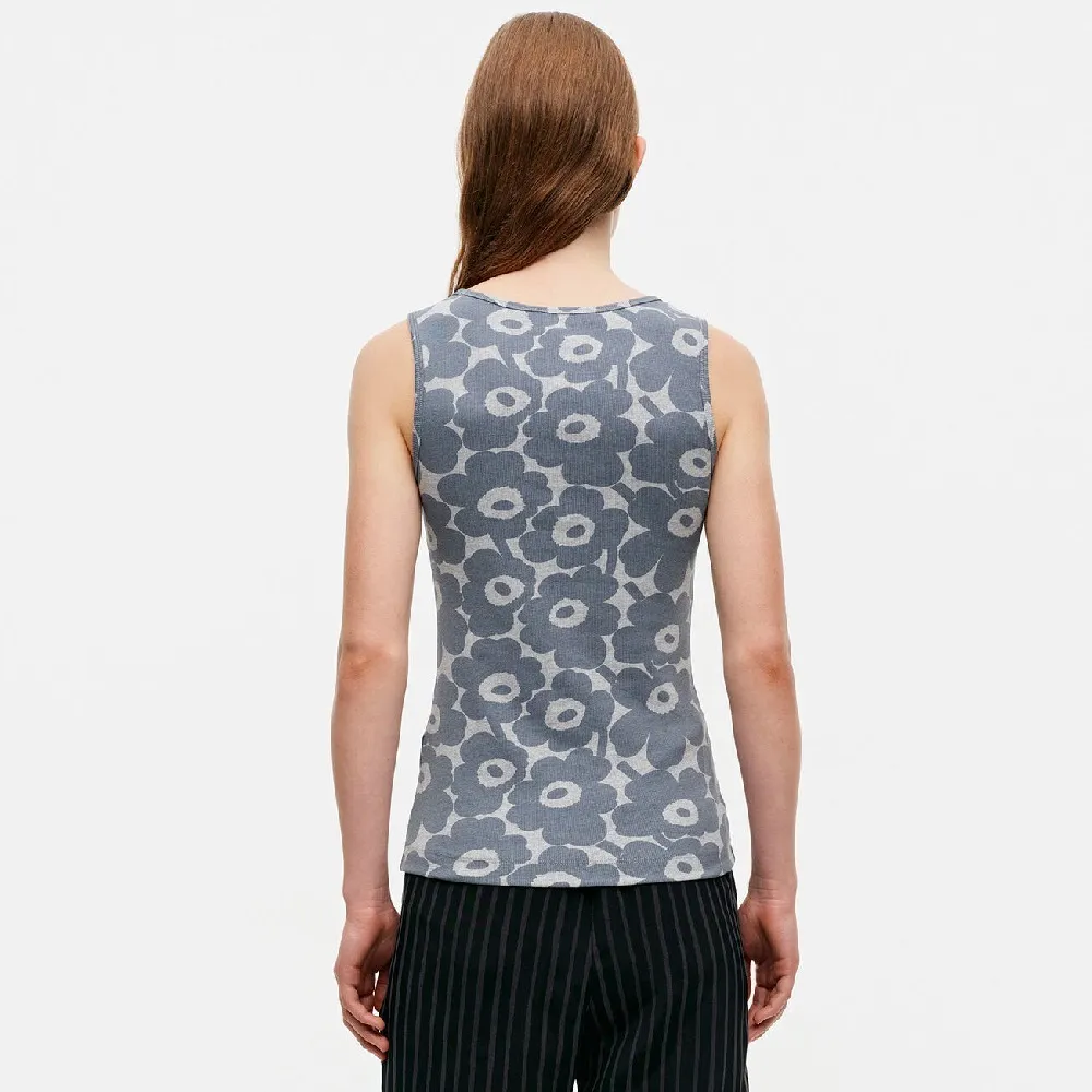 marimekko  |Crew Neck Flower Patterns Rib Plain Cotton Medium