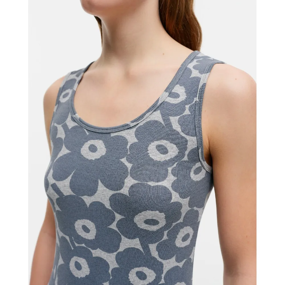 marimekko  |Crew Neck Flower Patterns Rib Plain Cotton Medium