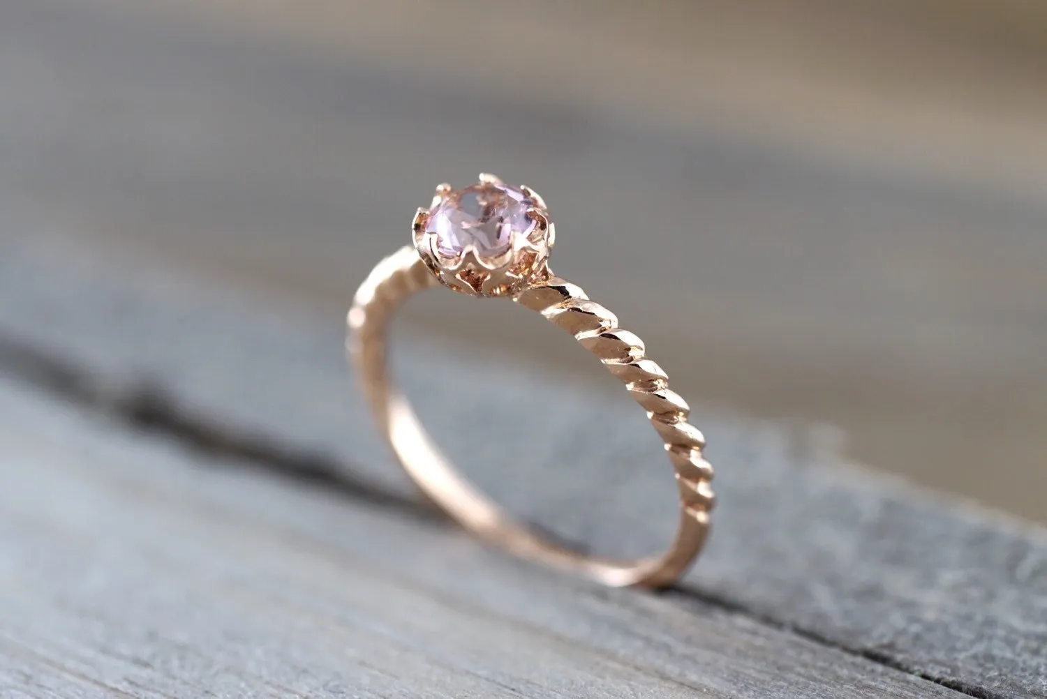 Melrose 14k  Gold Round Morganite Crown Vintage 5mm