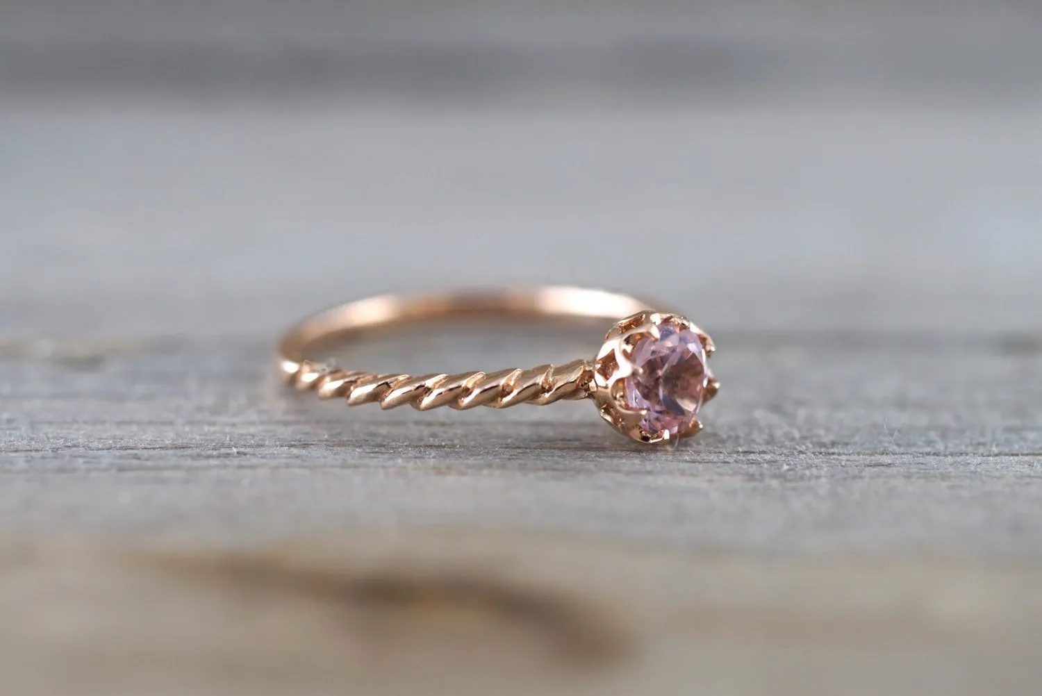 Melrose 14k  Gold Round Morganite Crown Vintage 5mm