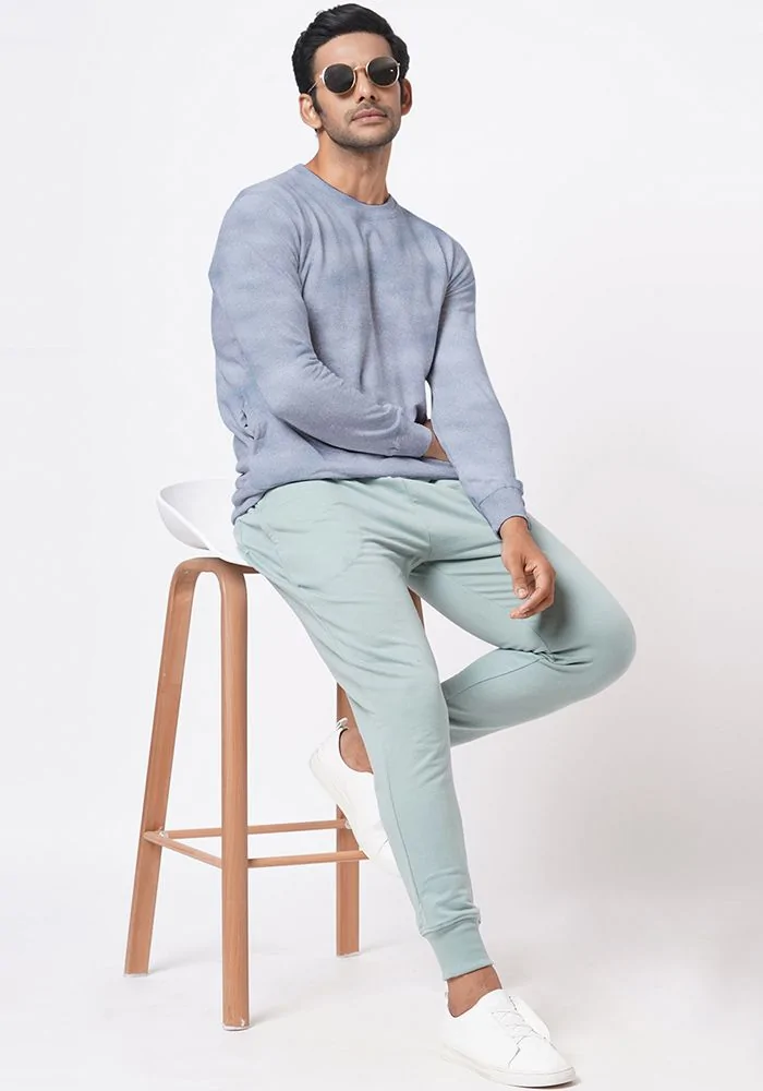 Mens Textured Sweatshirt-Denim Twill