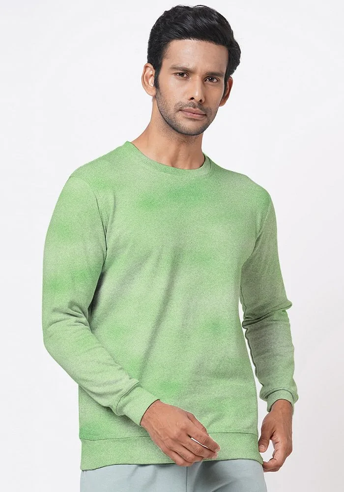 Mens Textured Sweatshirt-Lime Punch