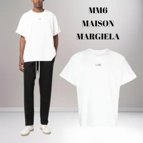 MM6 Maison Margiela  |Crew Neck Plain Cotton Short Sleeves Oversized Logo