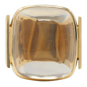 Modernist Smoky Quartz Sugarloaf Cabochon 18 Karat Yellow Gold Vintage Ring