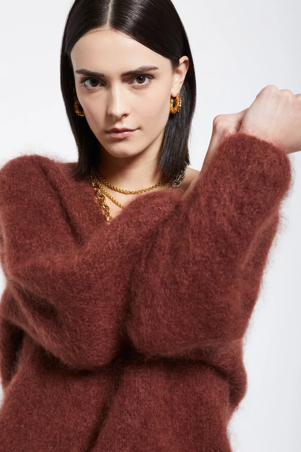 Mohair blend fluffy jumper