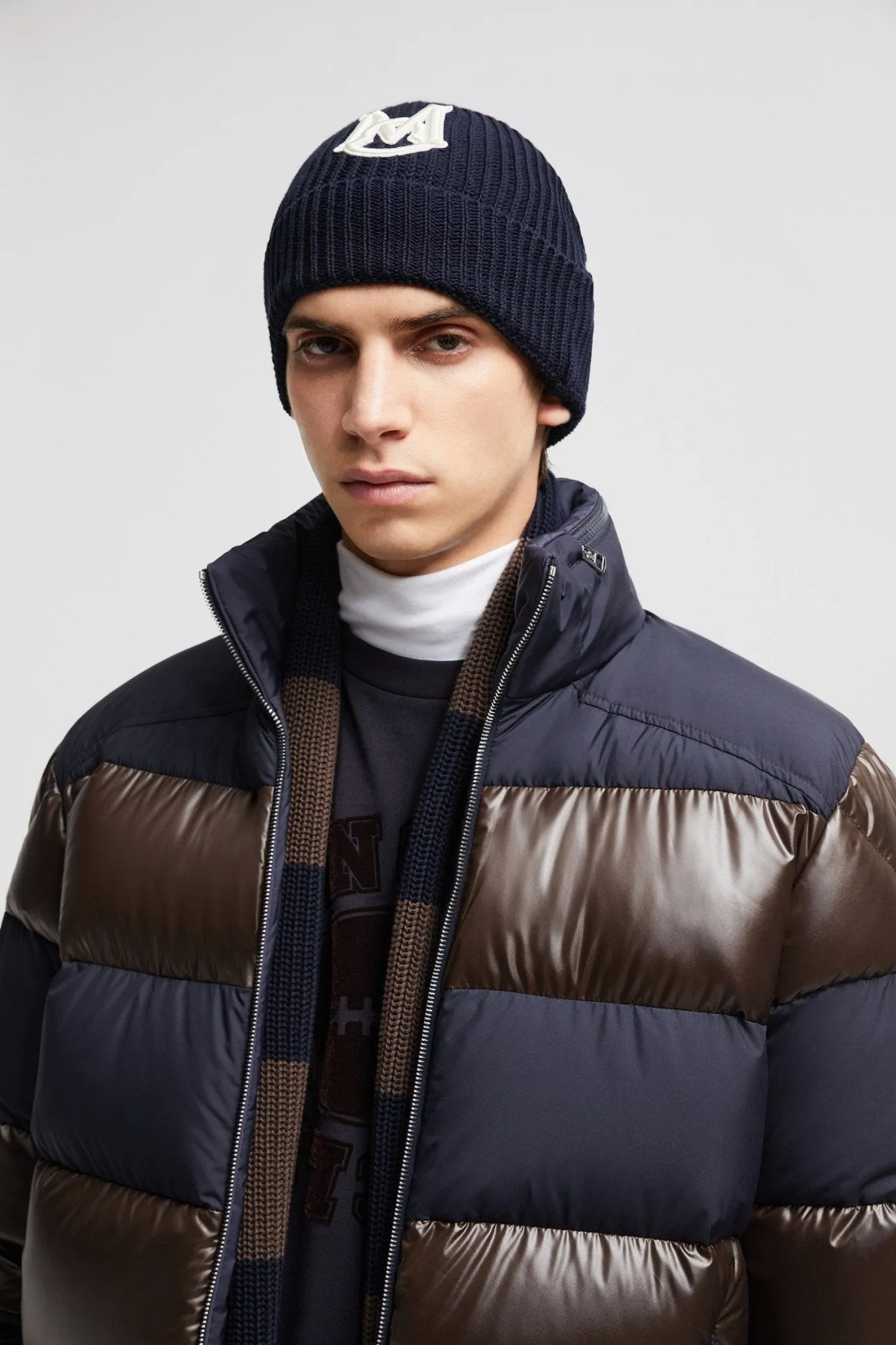 Moncler - Bonnet navy à monogramme brodé