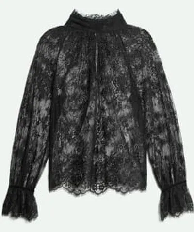 M&S X SIENNA MILLER Womens M&S X SIENNA MILLER Lace High-Neck Long-Sleeved Top