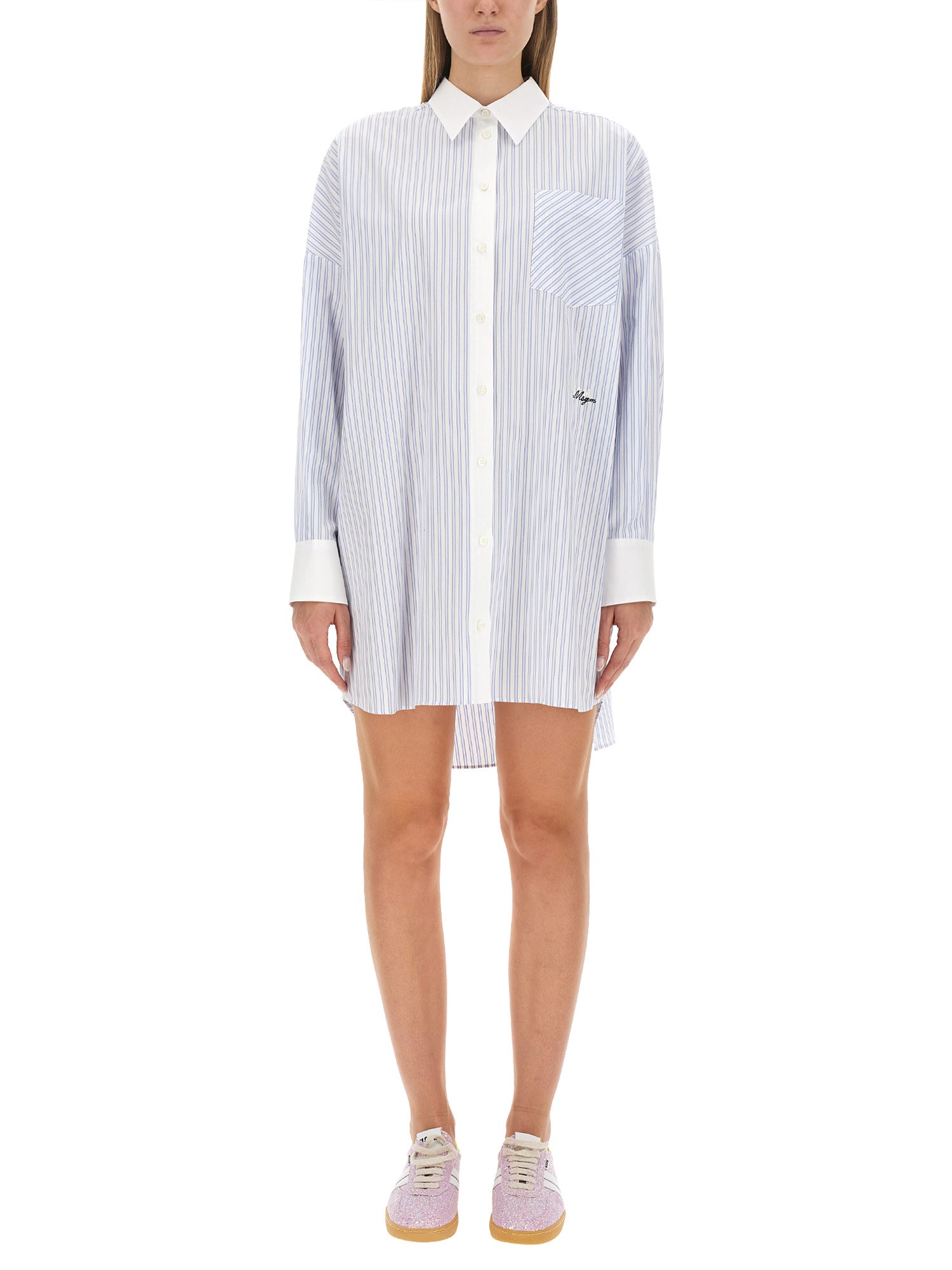 MSGM    STRIPED COTTON POPLIN DRESS