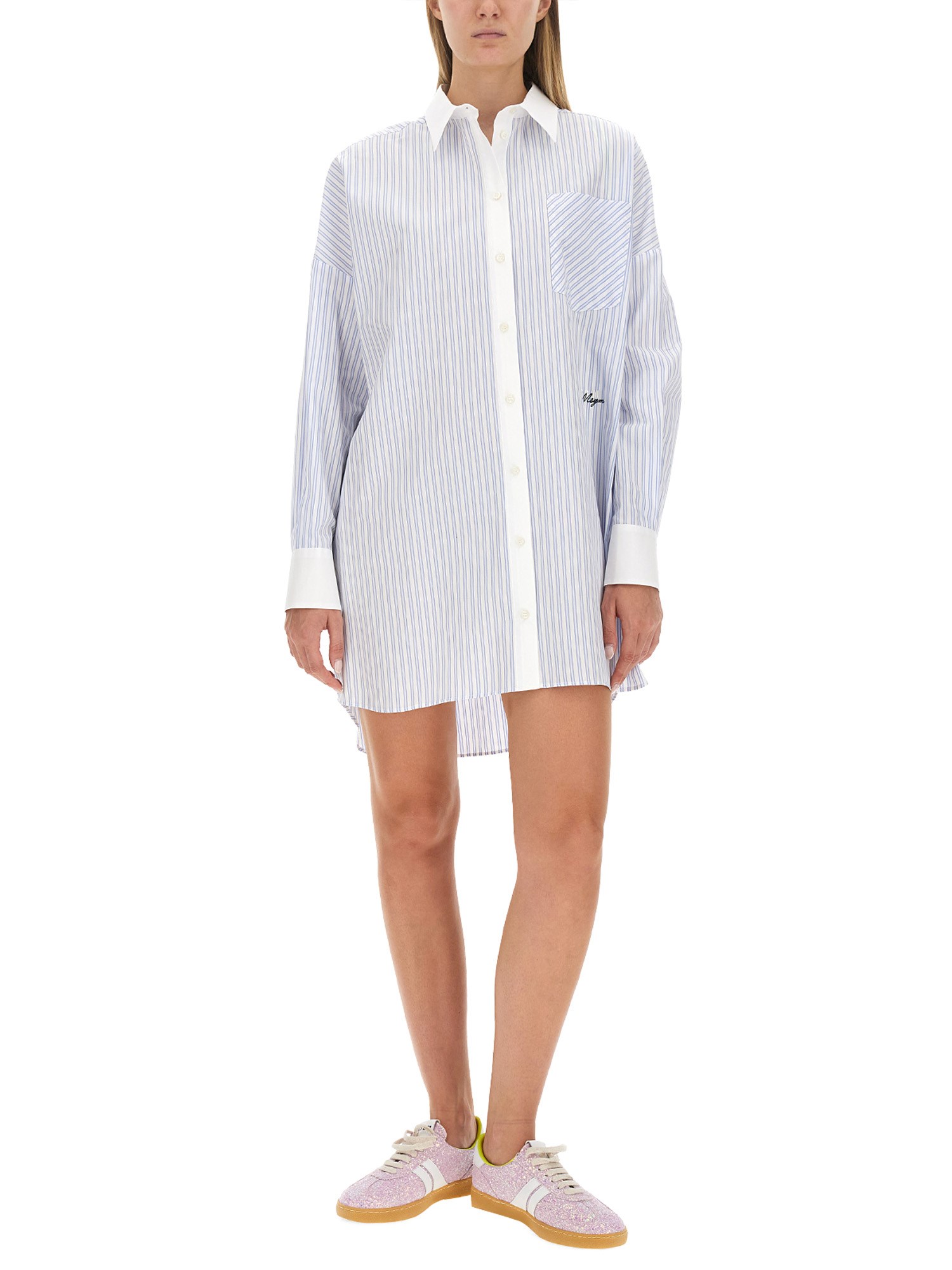 MSGM    STRIPED COTTON POPLIN DRESS