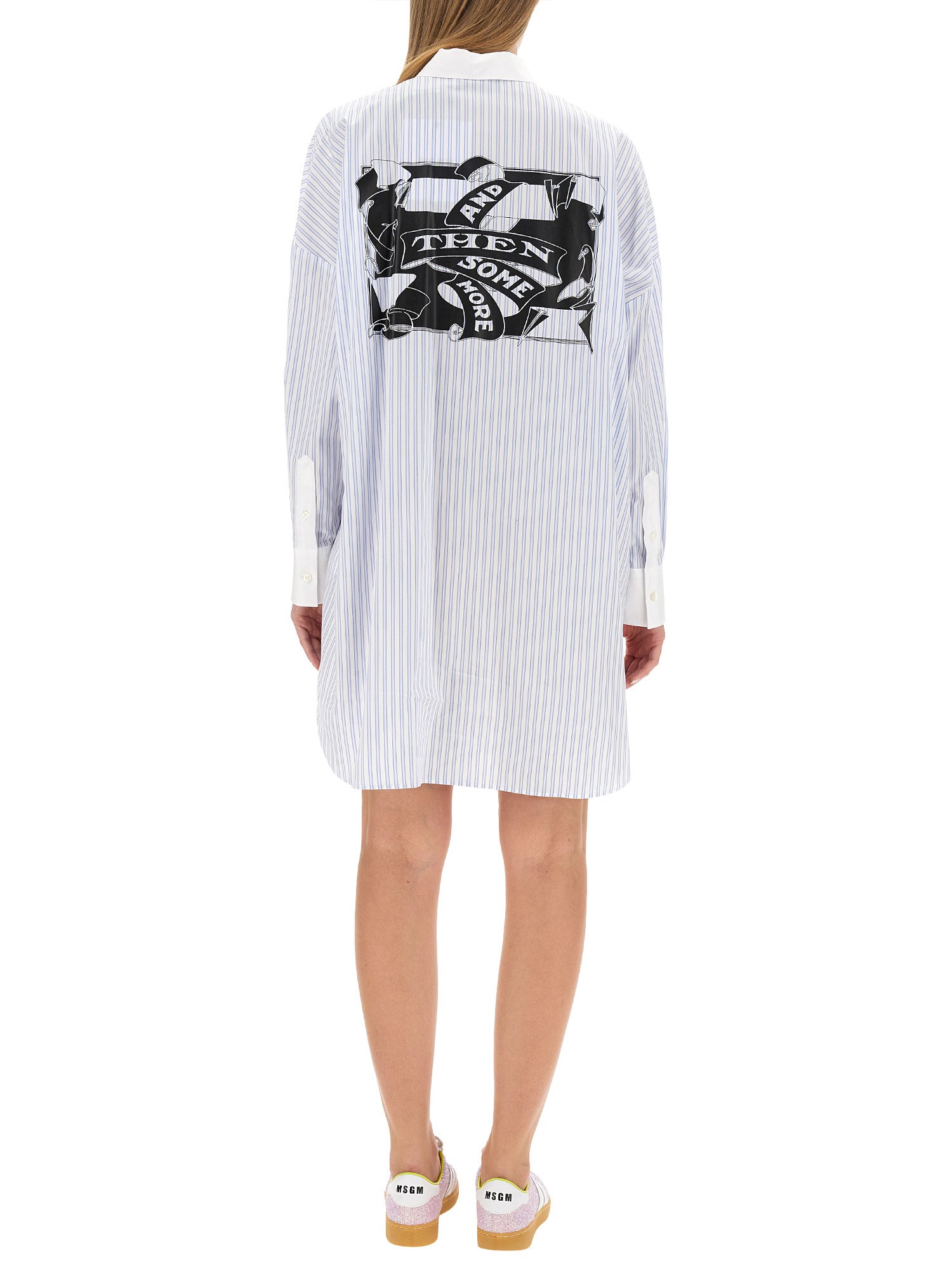 MSGM    STRIPED COTTON POPLIN DRESS