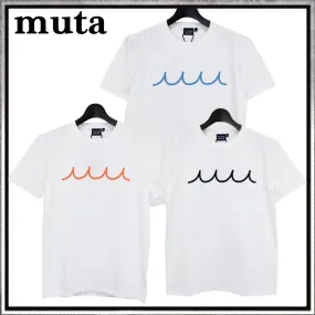 muta  |Crew Neck Unisex Street Style Cotton Short Sleeves Logo