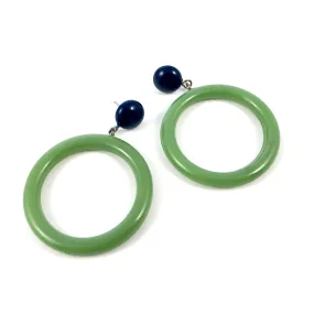 Navy & Sage Green Go Go Hoop Donut Drop Earrings