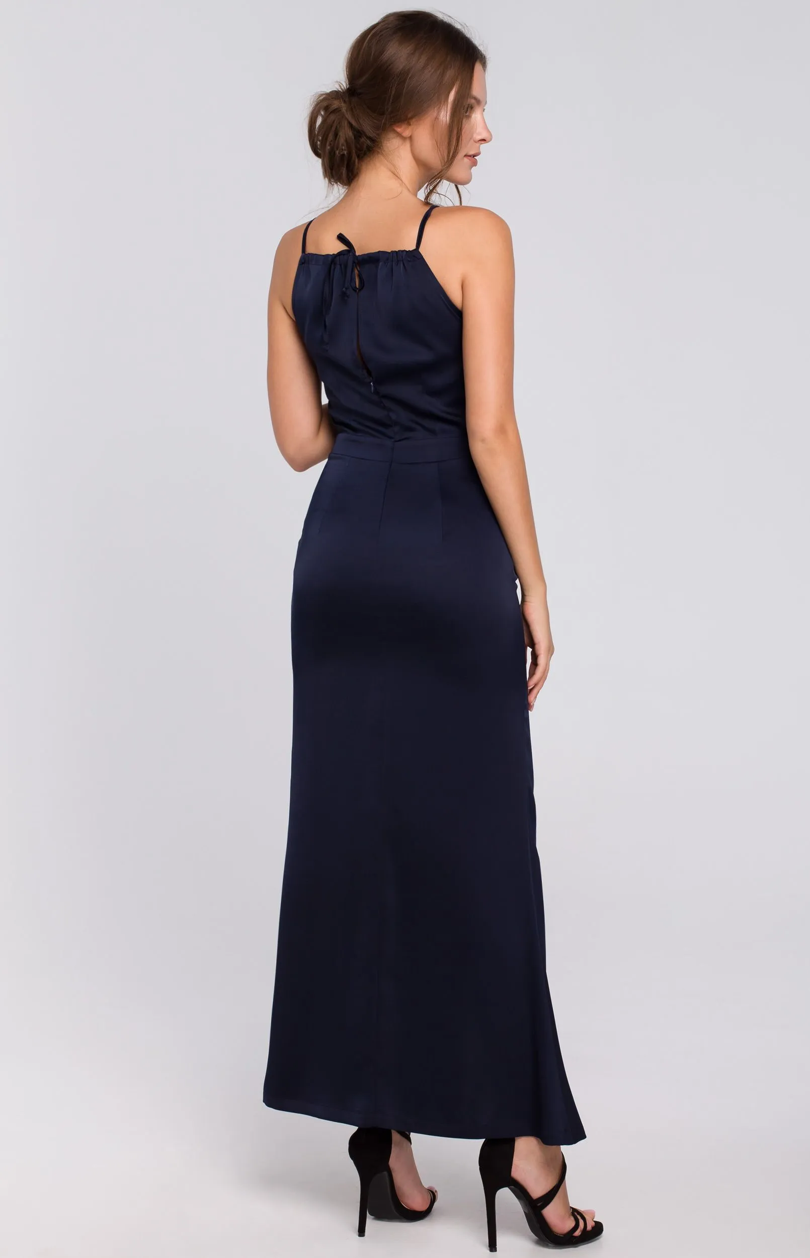 Navy blue long slit dress