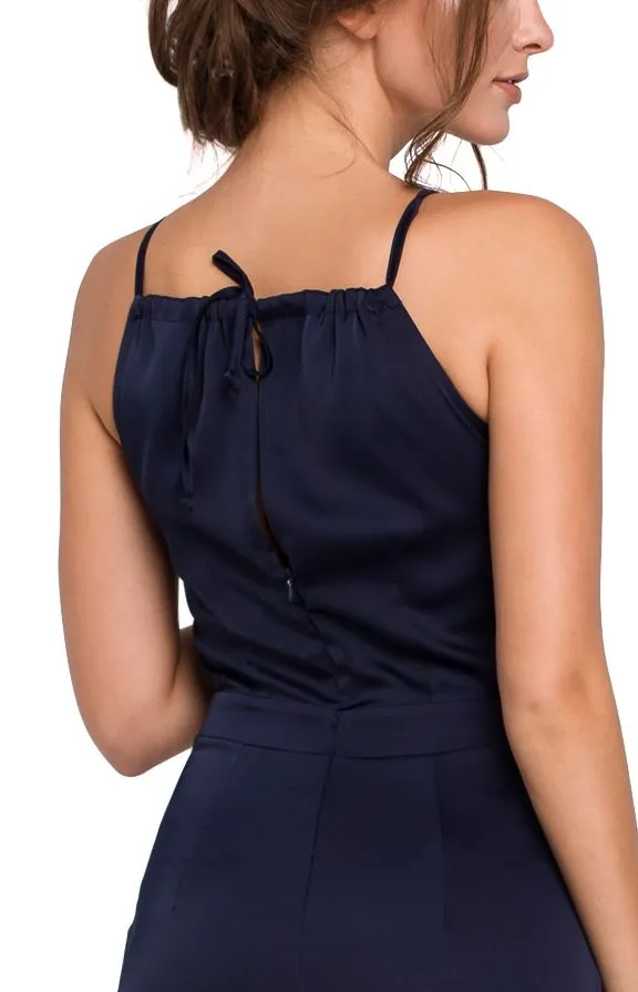 Navy blue long slit dress