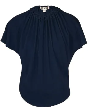 Navy Crinkle Georgette Teuta Top