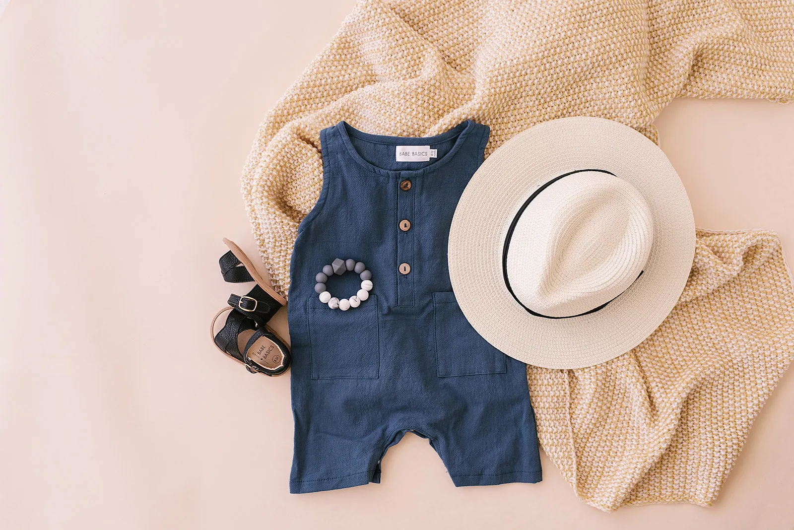 Navy Crop Linen Romper