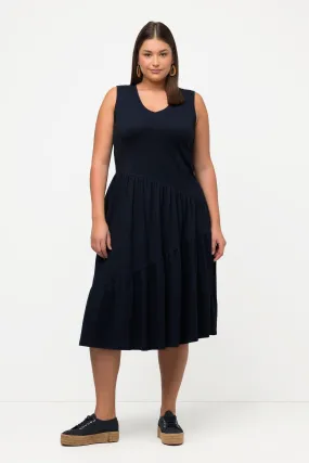 Navy Sleeveless Midi Dress