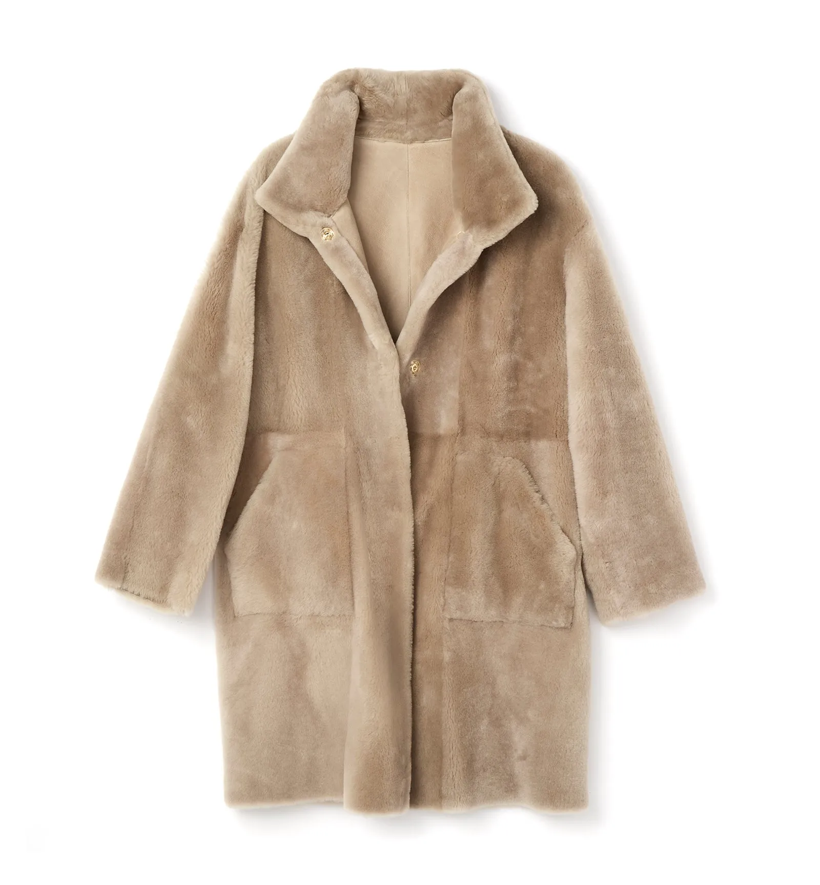 NERO SHEARLING REVERSIBLE LONG COAT