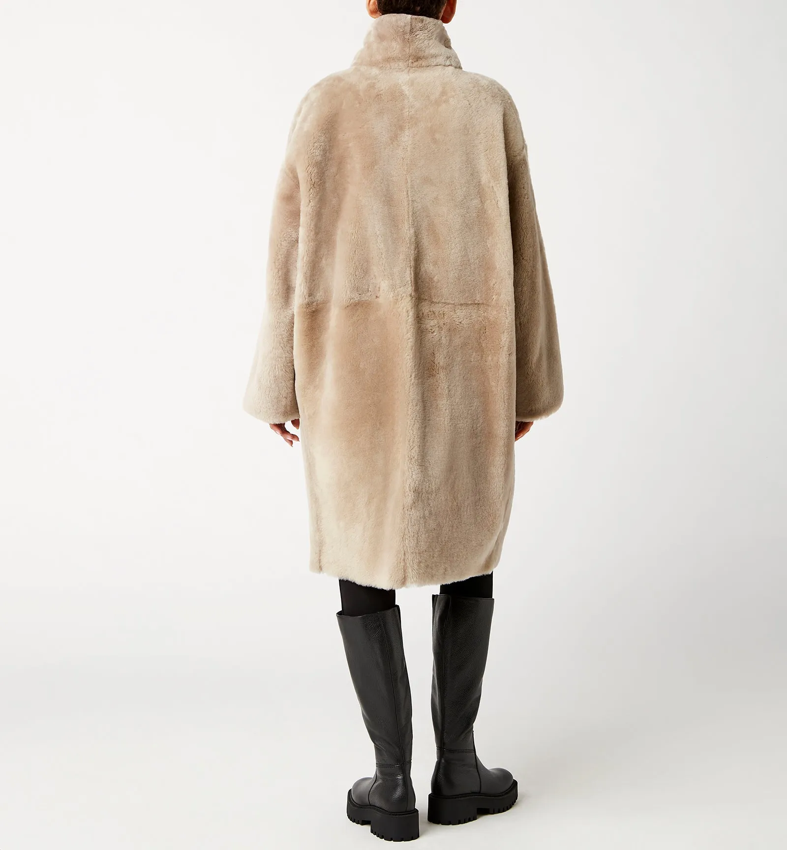 NERO SHEARLING REVERSIBLE LONG COAT