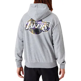 New Era Mens Los Angeles Lakers Infill Team Logo Oversized Hoodie - Black