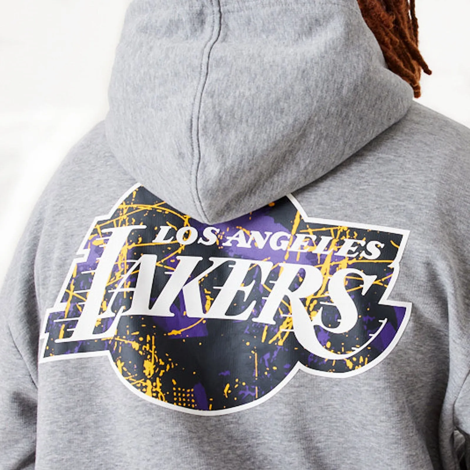 New Era Mens Los Angeles Lakers Infill Team Logo Oversized Hoodie - Black