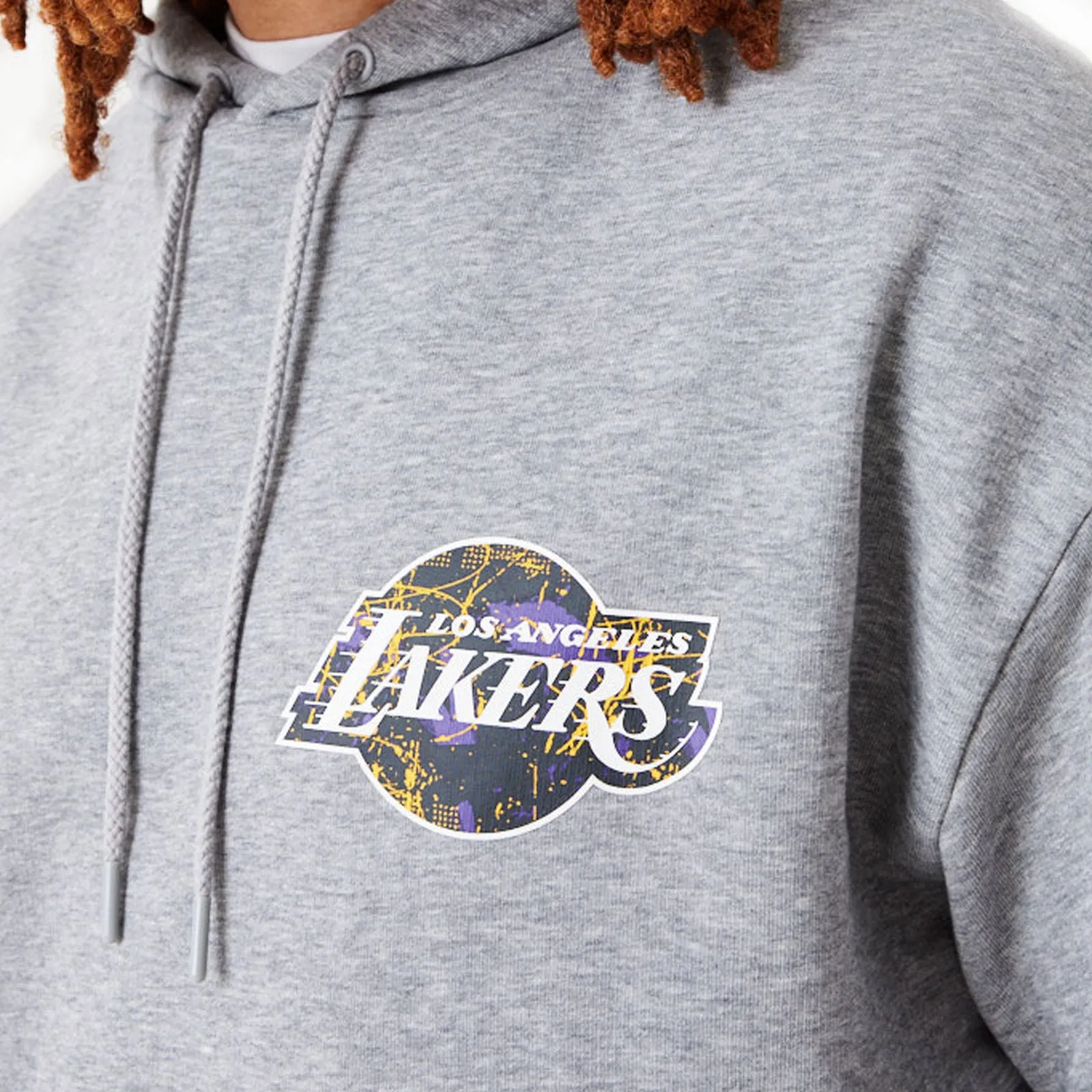 New Era Mens Los Angeles Lakers Infill Team Logo Oversized Hoodie - Black