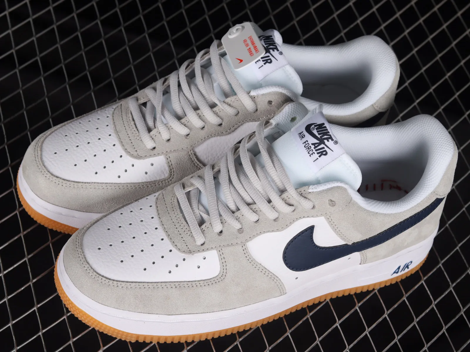 Nike Air Force 1 07 Low Suede Grey Navy Blue Gum AH0289-100