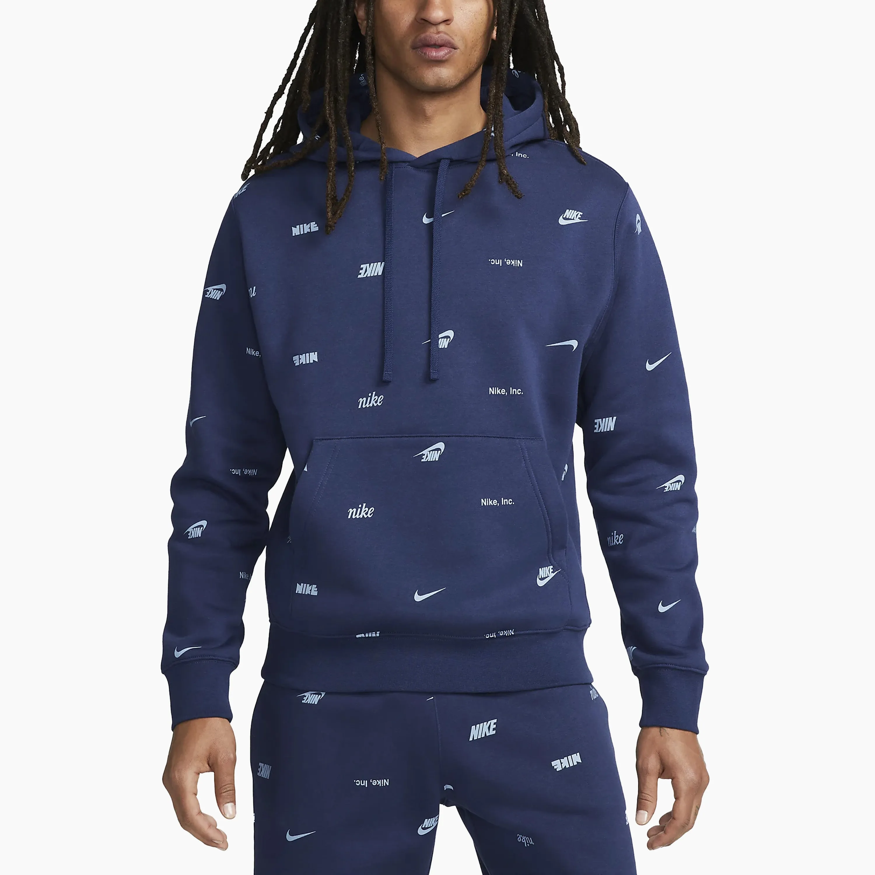 NIKE CLUB FLEECE ALLOVER PRINT MIDNIGHT NAVY & ASHEN SLATE - FB7434