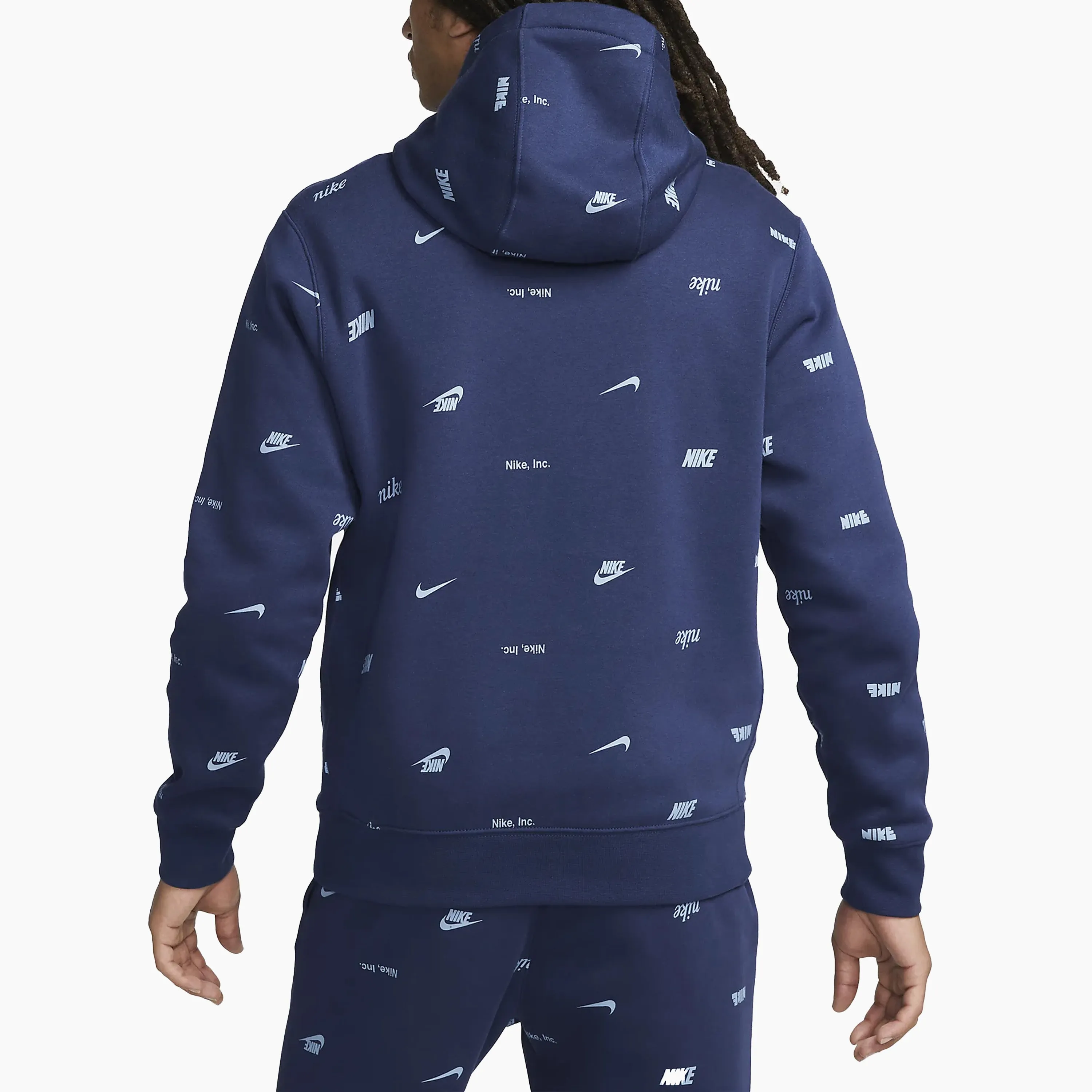 NIKE CLUB FLEECE ALLOVER PRINT MIDNIGHT NAVY & ASHEN SLATE - FB7434