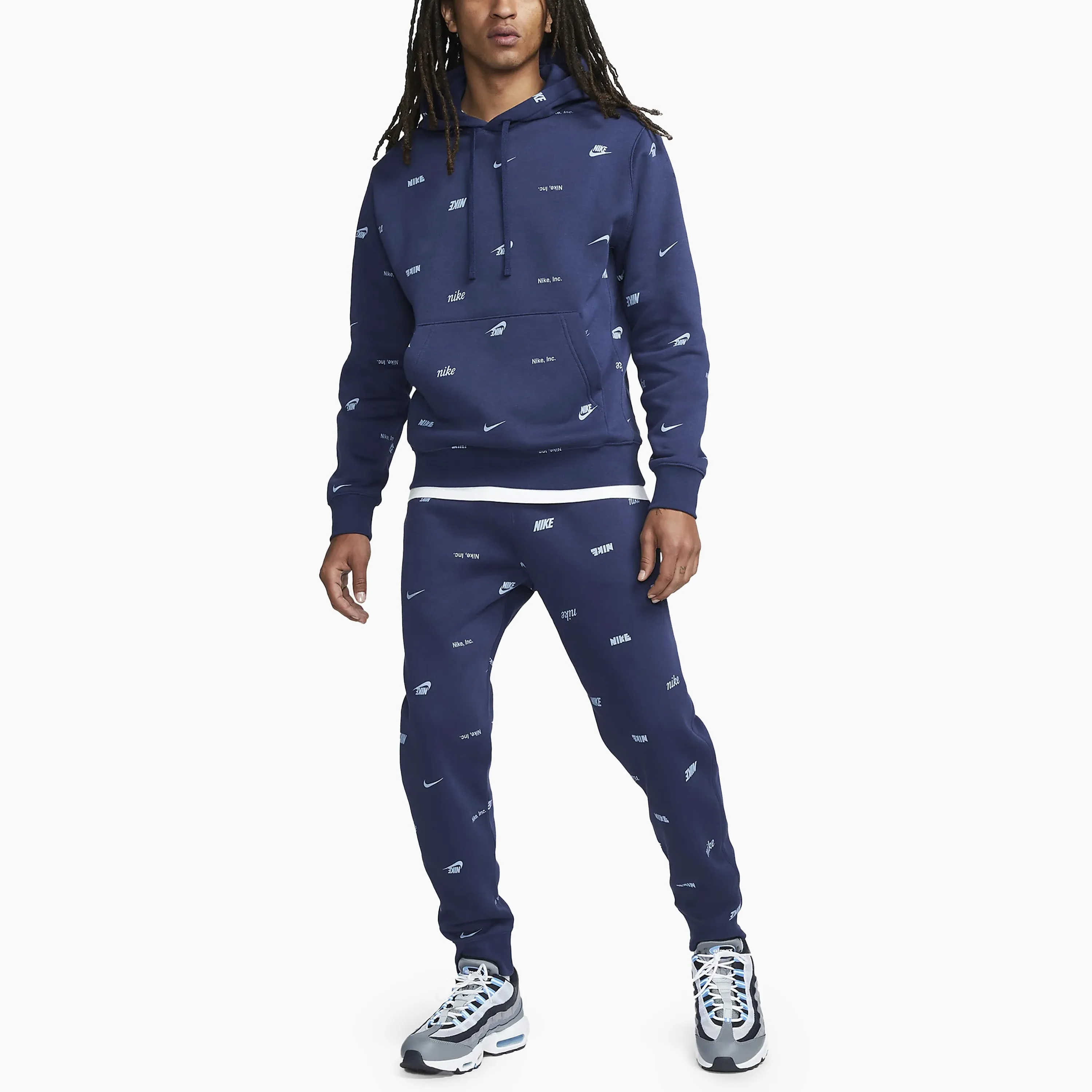 NIKE CLUB FLEECE ALLOVER PRINT MIDNIGHT NAVY & ASHEN SLATE - FB7434