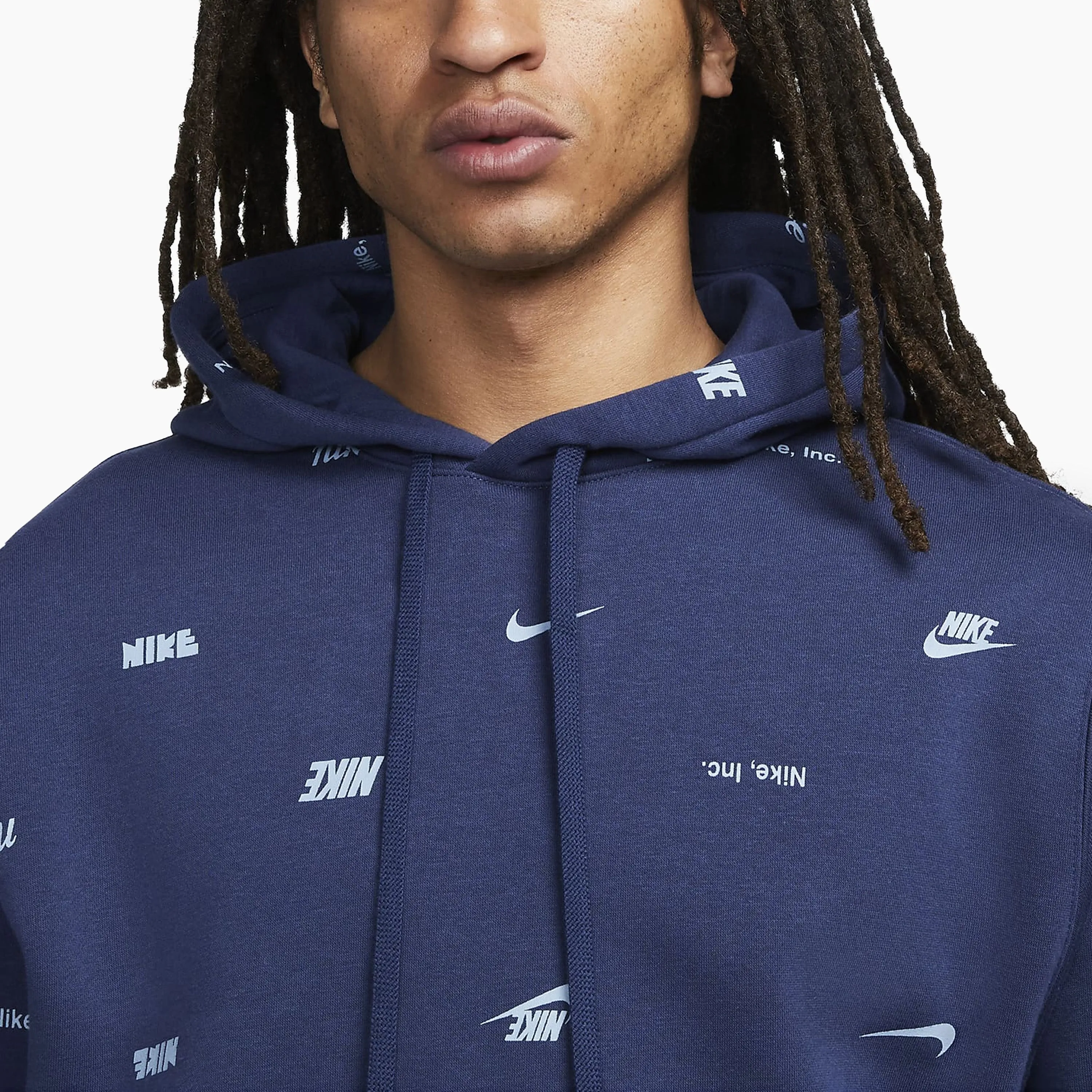 NIKE CLUB FLEECE ALLOVER PRINT MIDNIGHT NAVY & ASHEN SLATE - FB7434