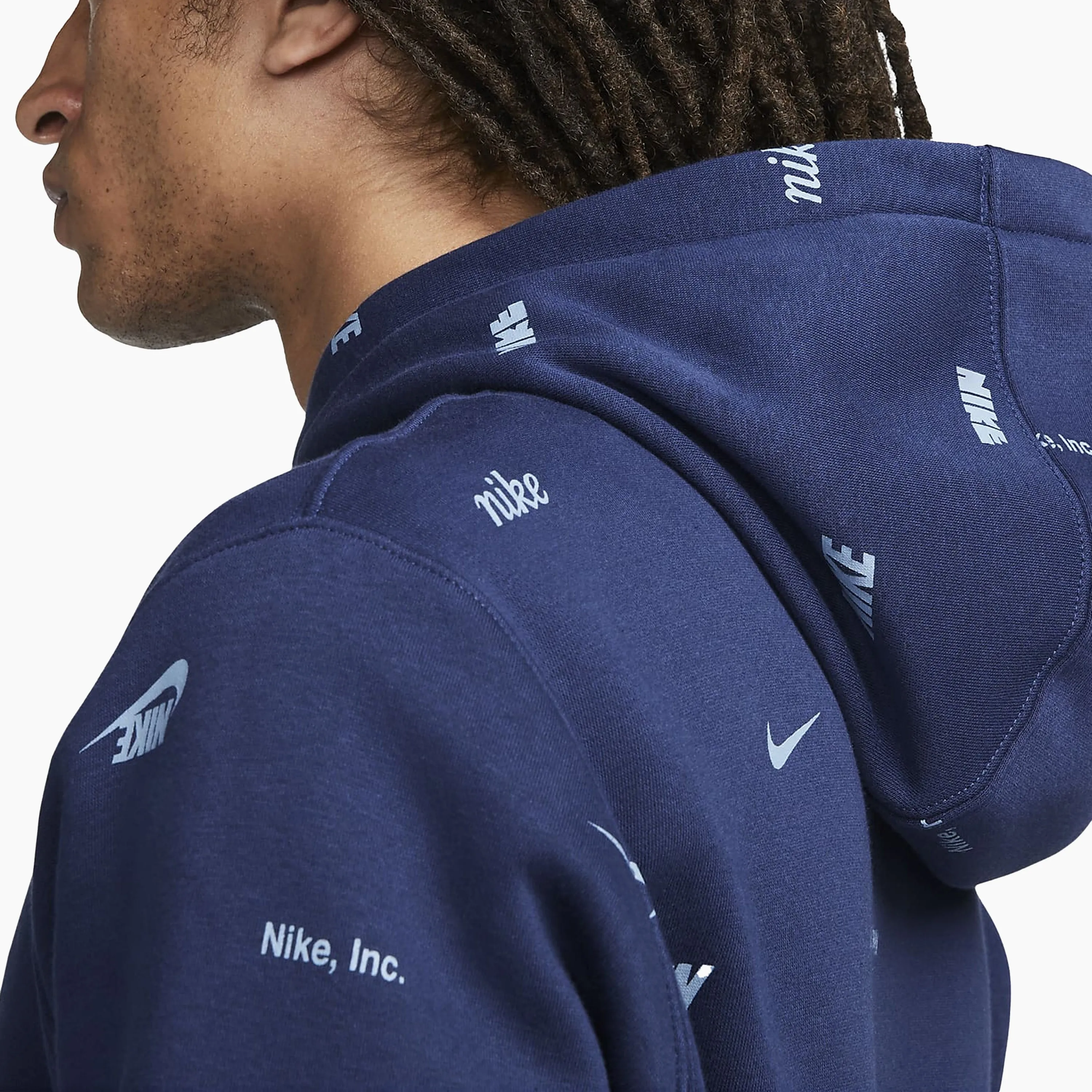 NIKE CLUB FLEECE ALLOVER PRINT MIDNIGHT NAVY & ASHEN SLATE - FB7434