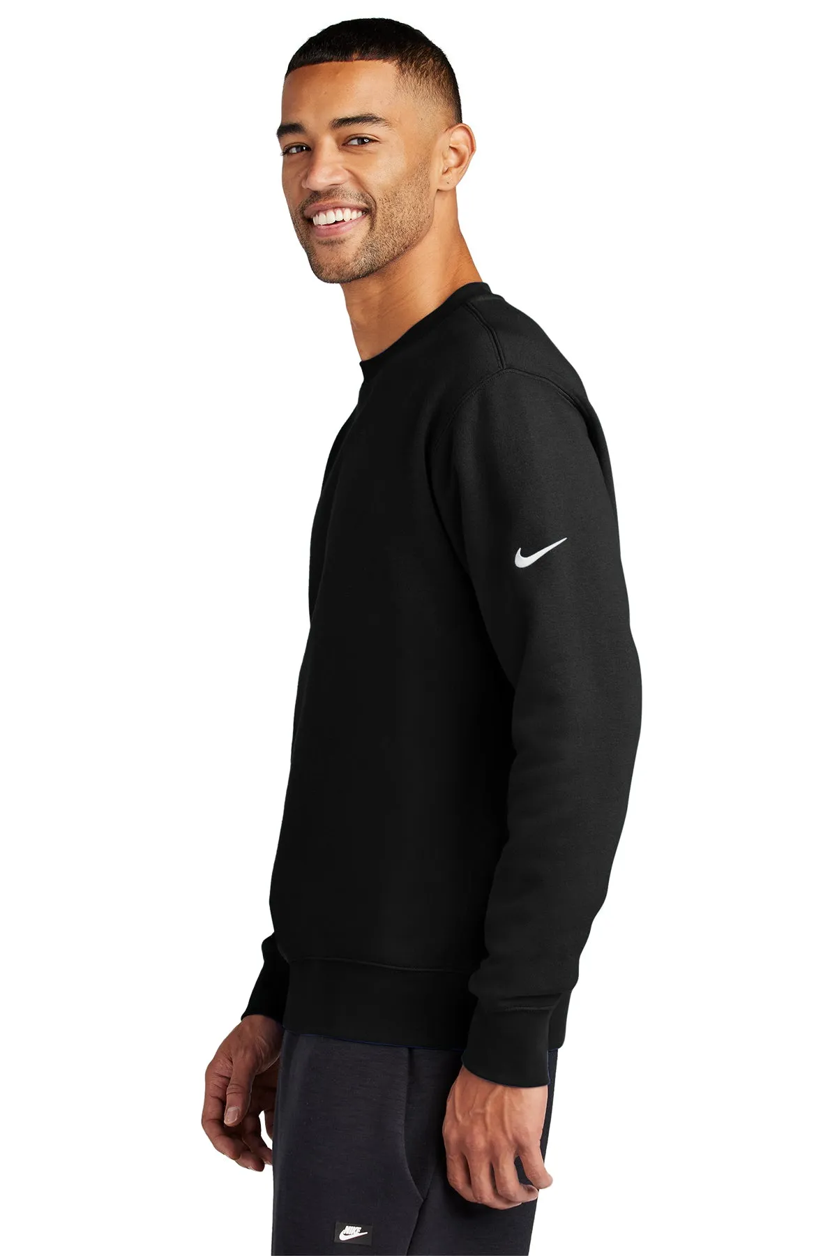 Nike Club Fleece Swoosh Custom Crews, Black