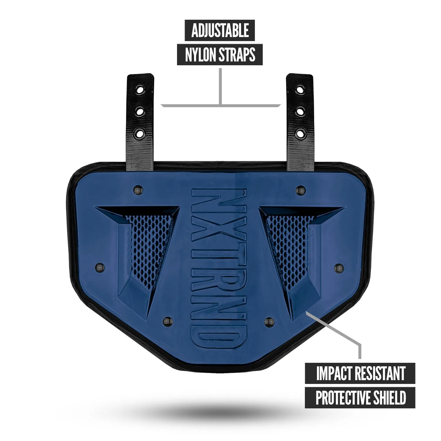 NXTRND B-PLATE Football Back Plate Chrome Navy Blue