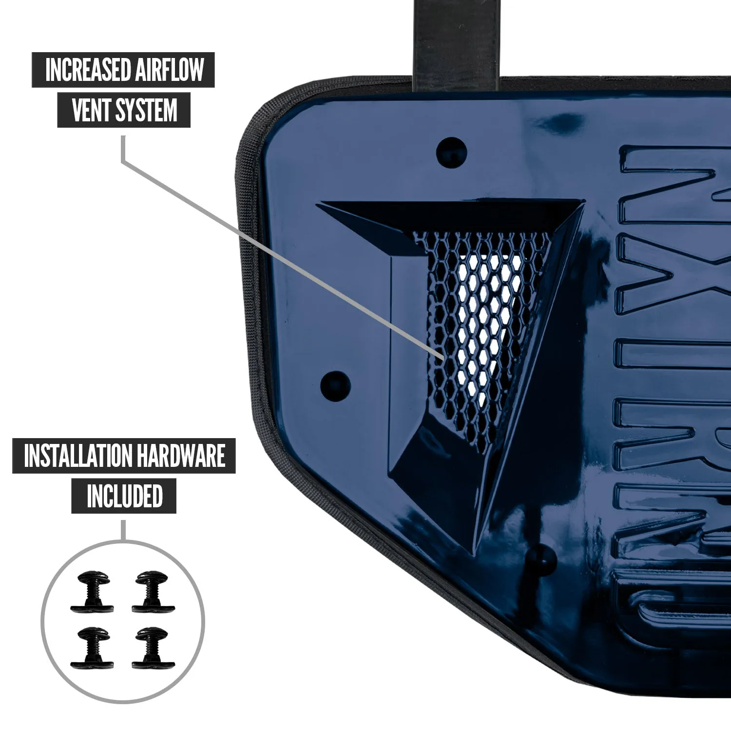 NXTRND B-PLATE Football Back Plate Chrome Navy Blue