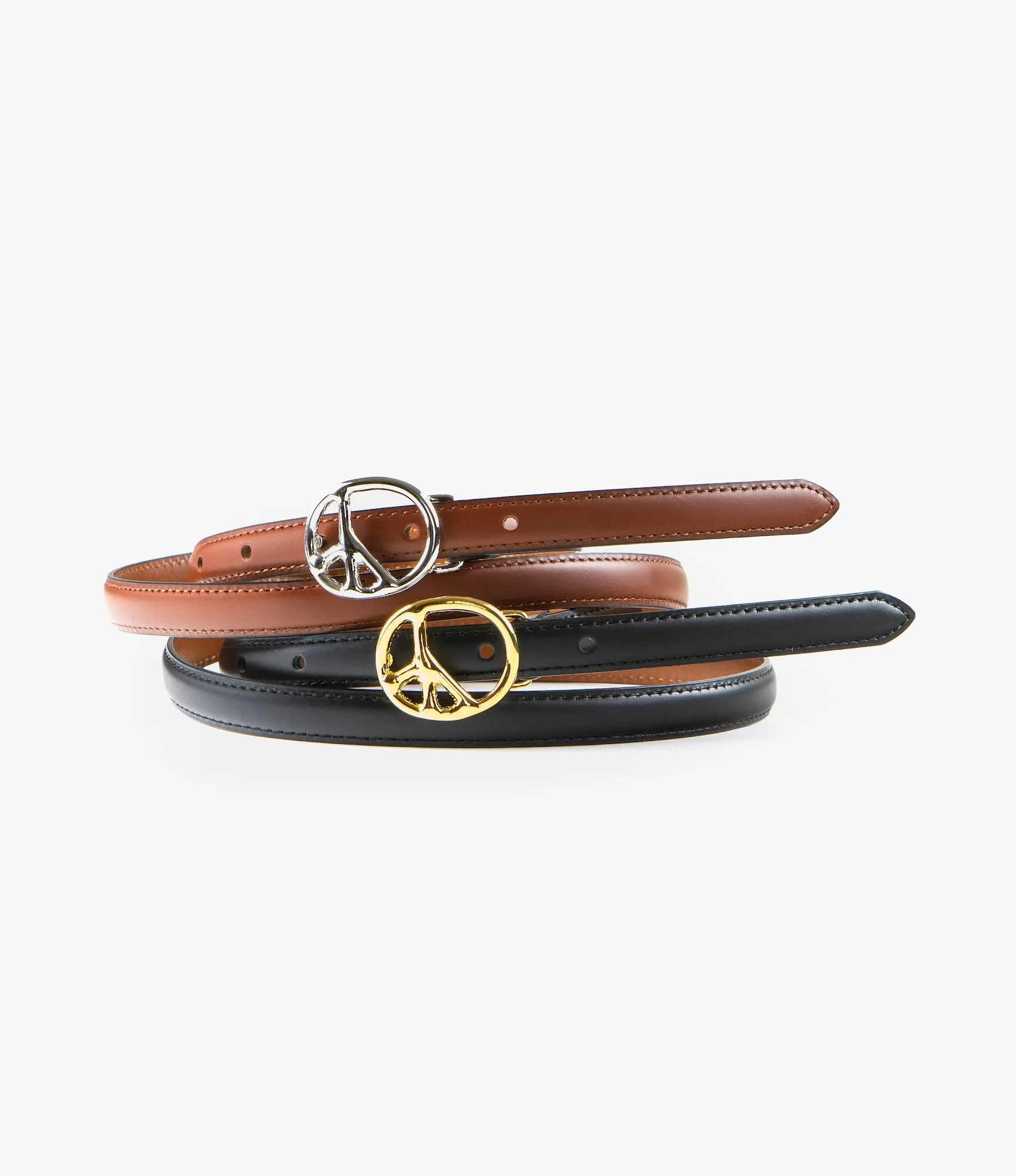 Peace Buckle Narrow Steer Leather Belt