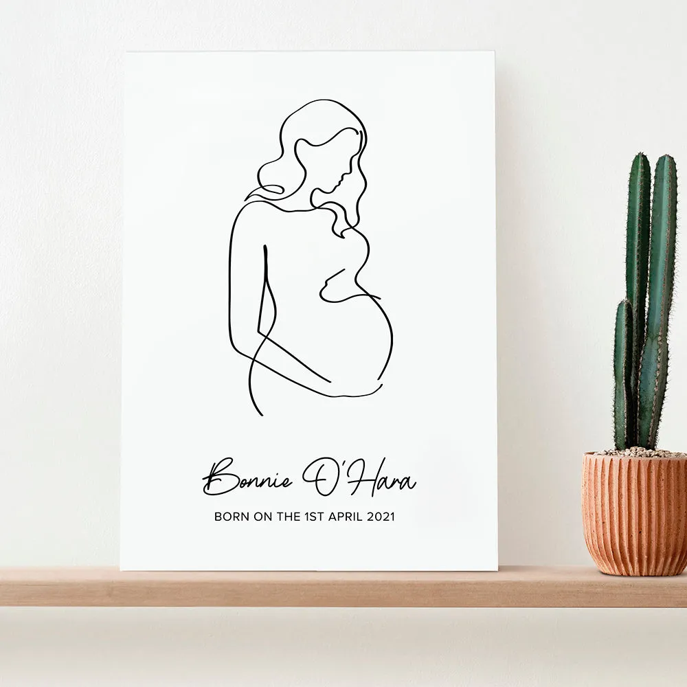 Personalised Line Art Mum to Be Print