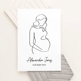 Personalised Line Art Mum to Be Print