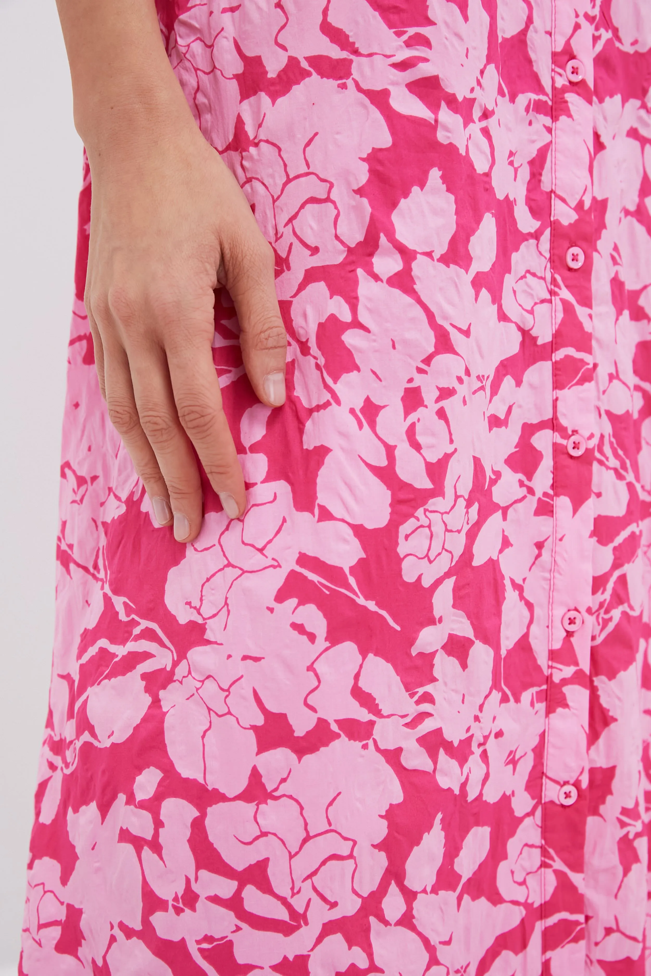 Pink Floral Ruffle Collar Louisa Maxi Dress