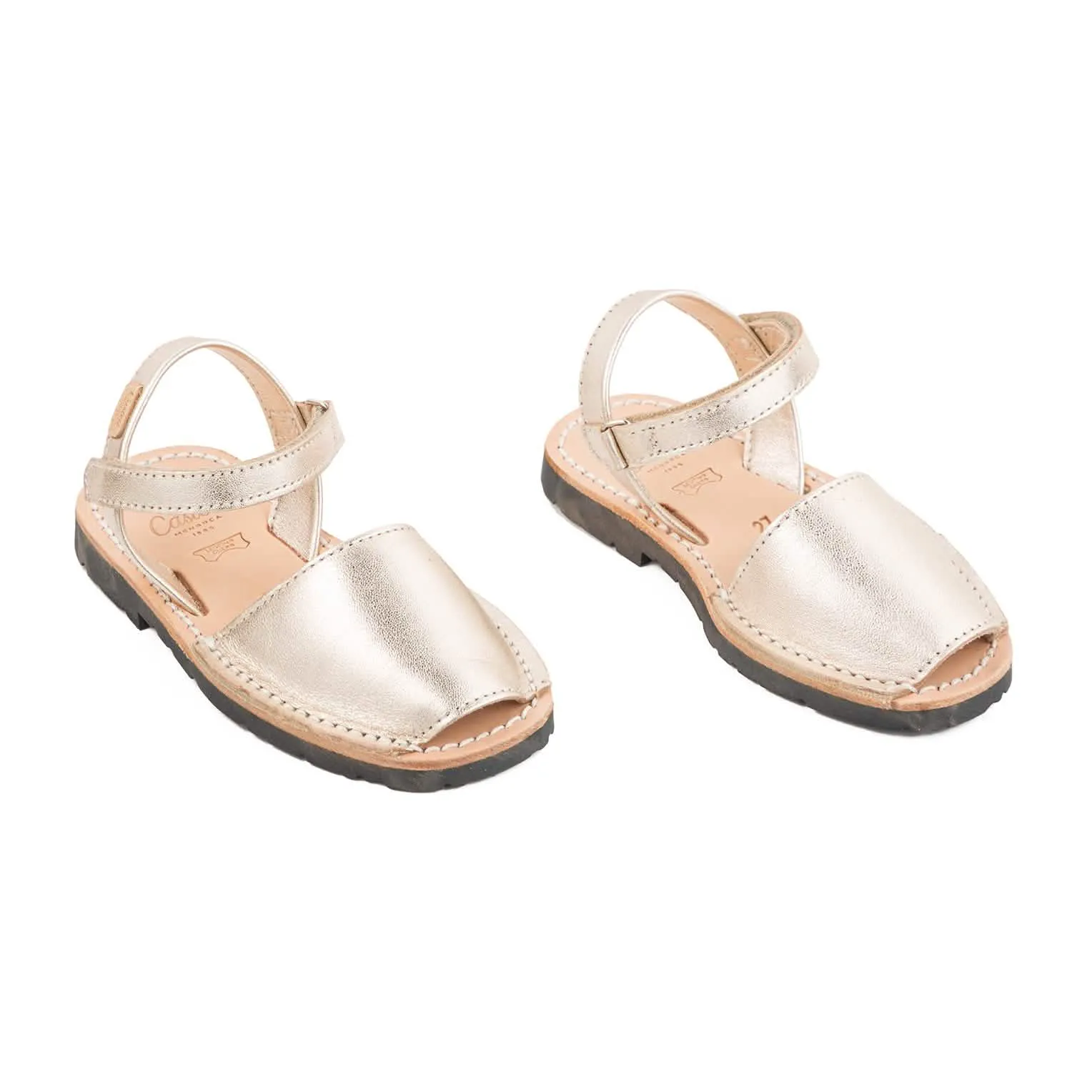 Plain Leather Menorcan Sandal For Kids - Iker 1002 Metallic