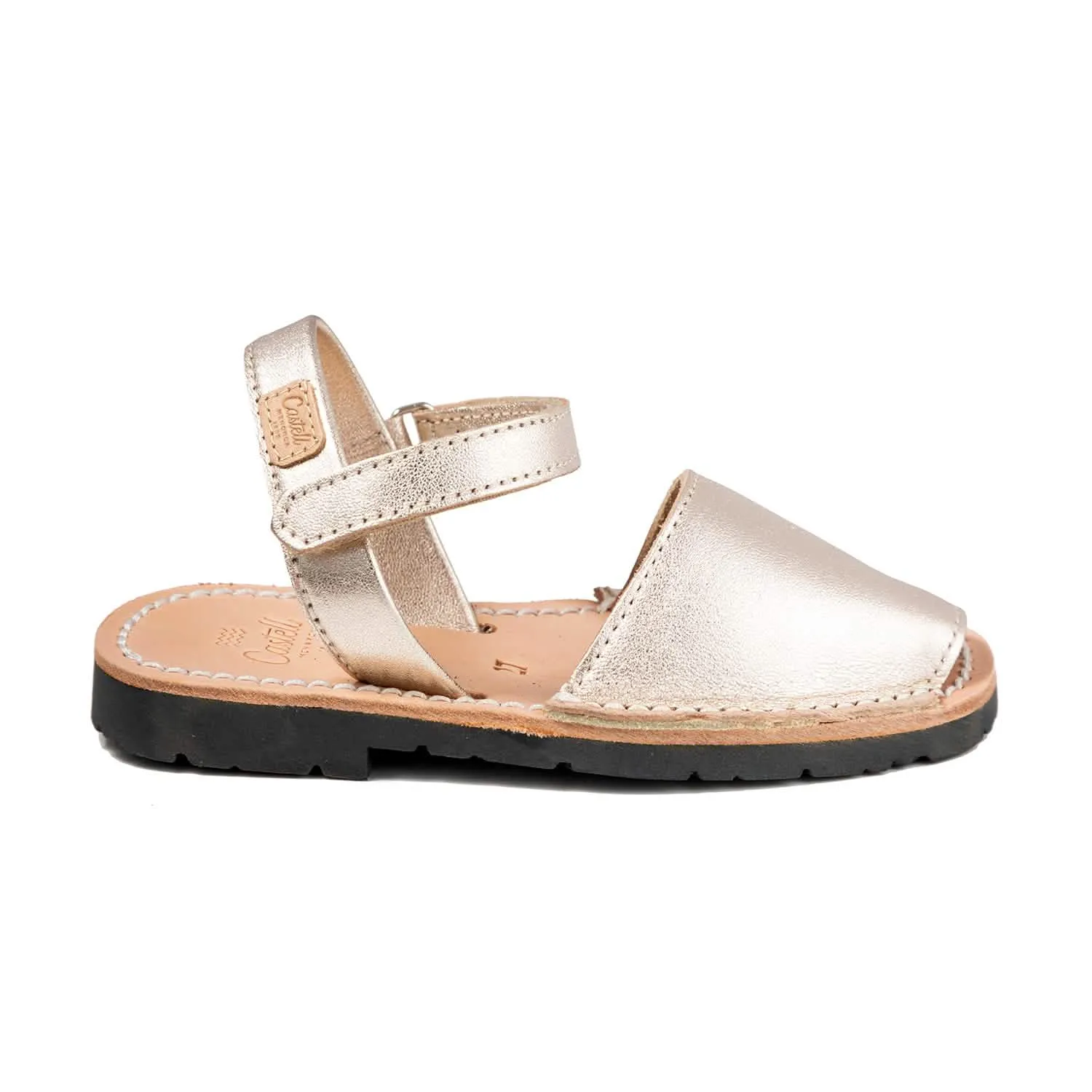 Plain Leather Menorcan Sandal For Kids - Iker 1002 Metallic