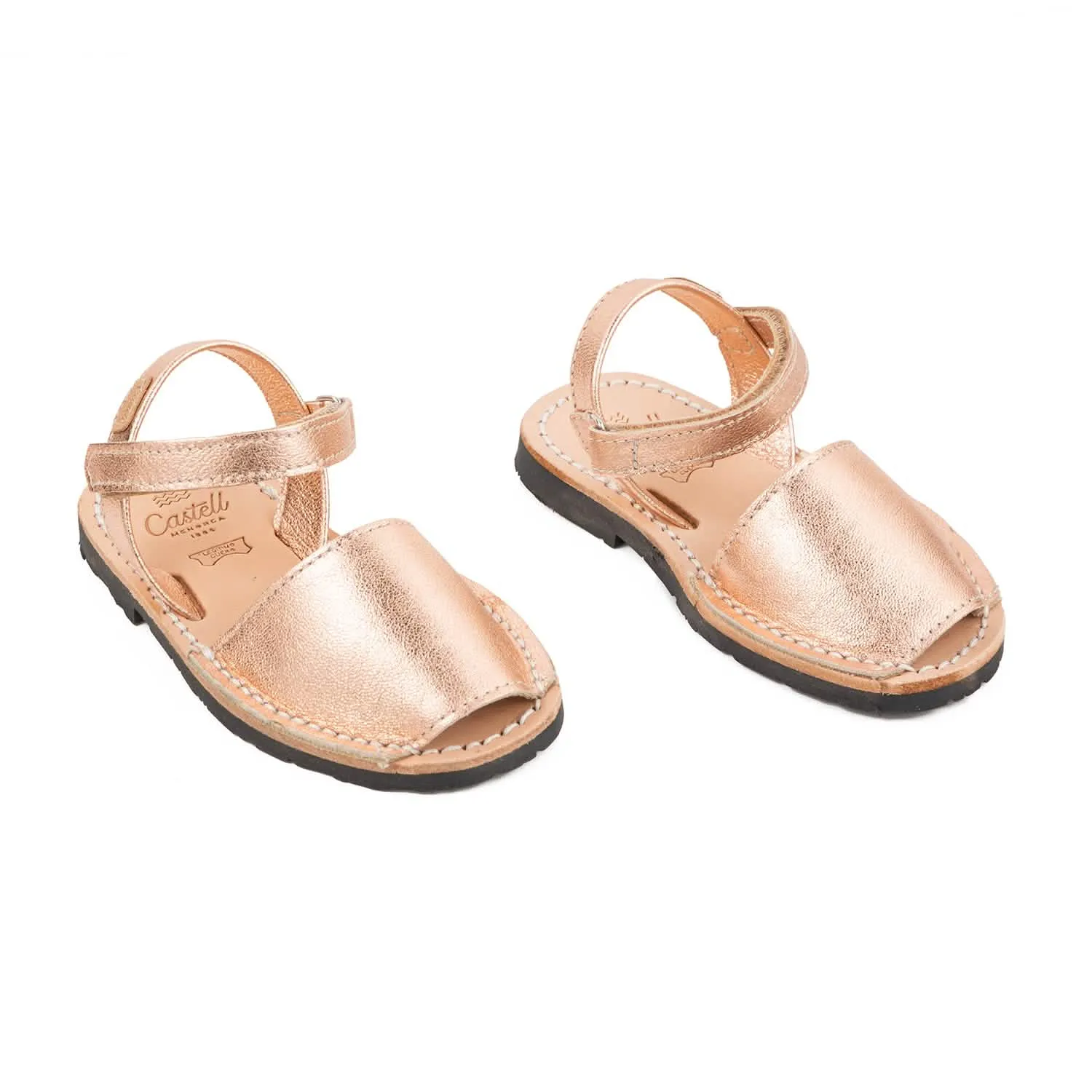 Plain Leather Menorcan Sandal For Kids - Iker 1002 Metallic