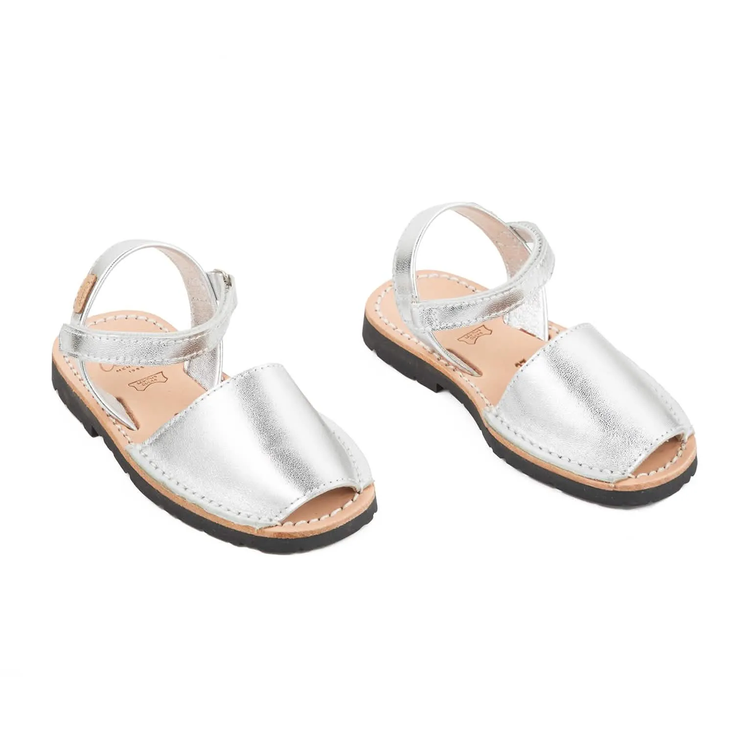 Plain Leather Menorcan Sandal For Kids - Iker 1002 Metallic