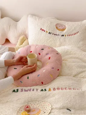 Premium donuts fleece bedding set bed sheet duvet cover throw pillow